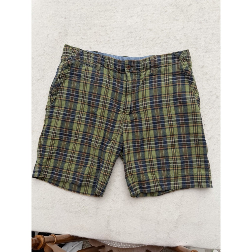 Vintage Polo Ralph Lauren Green Plaid Bermuda Draw String Shorts Men's 36 RARE